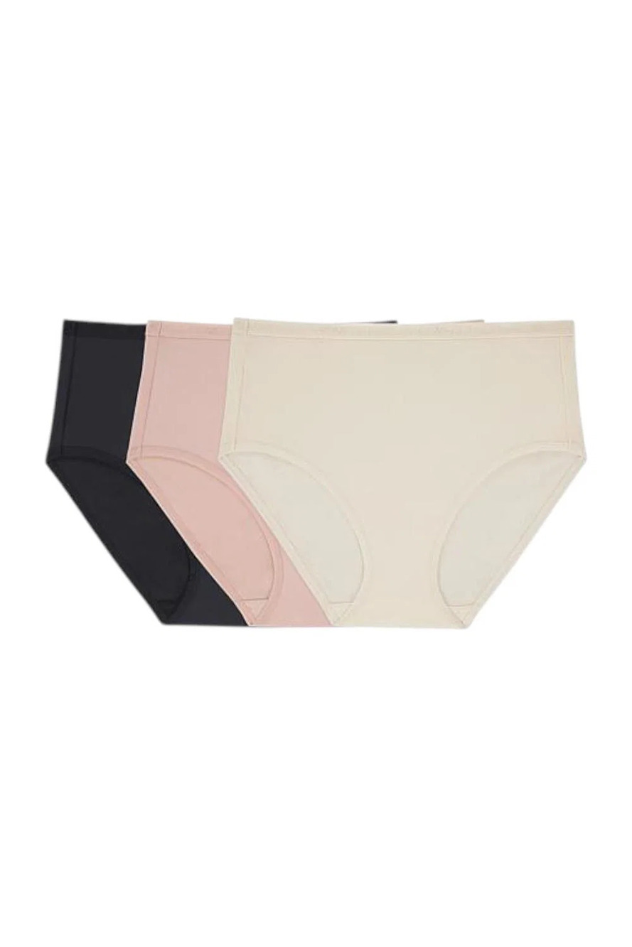 Comfort Code Women's 3pk Smooth Brief Whisper White/Black/Peach -